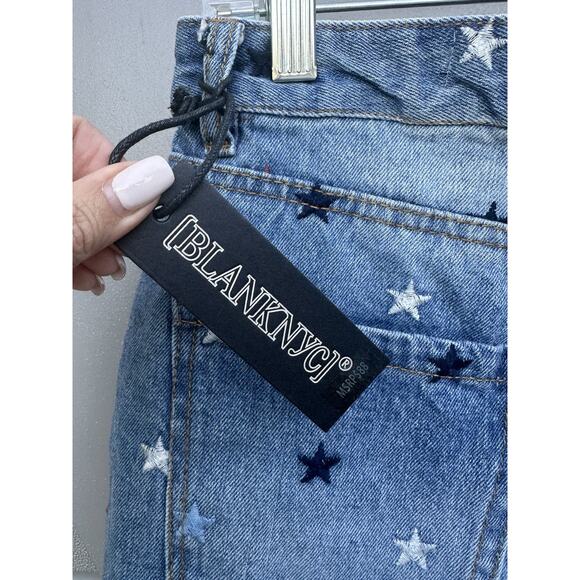Blank NYC The Barrow Vintage High Rise Stars Embroidered Jean Shorts Sz 28 USA - Picture 13 of 16